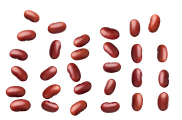pile of red kidney beans scattered on a transparent background, showcasing their rich color and oval shape, ideal for culinary inspiration and healthy diet concepts.