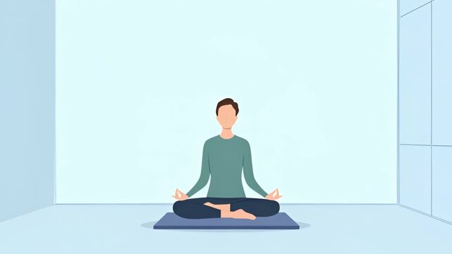 Person meditating in lotus pose on mat, calm and mindful practice