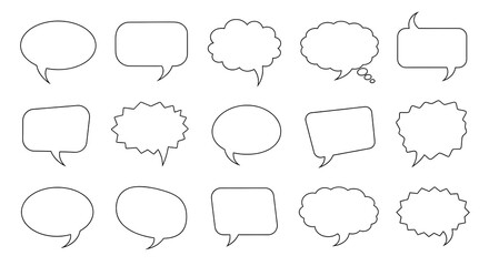 Fototapeta premium Diverse Outline Speech and Thought Bubbles Vector Collection.