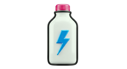 Energy drink bottle with lightning bolt icon