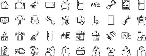 Black line of household and appliances black line household appliances home television refrigerator