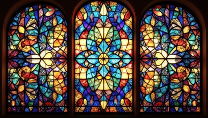 Fototapeta premium Vibrant Stained Glass Windows Design.