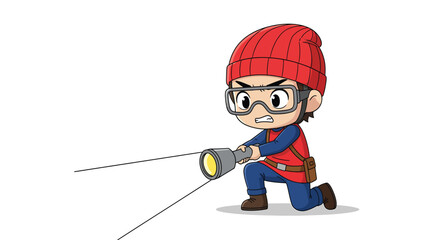 Fototapeta premium Cartoon Burglar with Flashlight - Vector Illustration