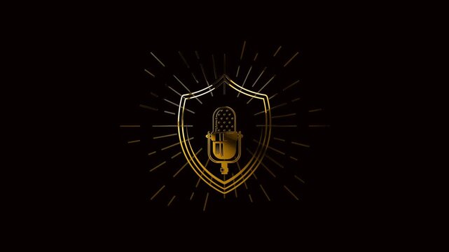 set of luxury gold podcast logo on the black background