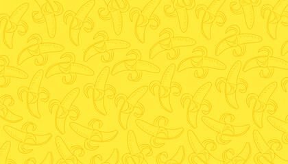 Obraz premium Banana Seamless Pattern Yellow Vector Outline Minimal Background. Tropical Repeating Texture