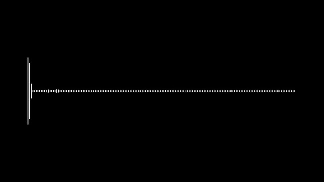 White audio wave pulsating and visualizing sound effect animation on black background. audio waveform spectrum.