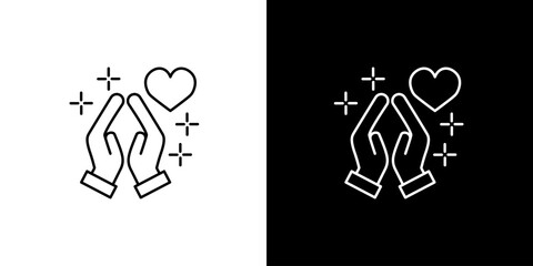 Symbolic representation of hands holding a heart with sparkles, symbolizing love, care, and appreciation