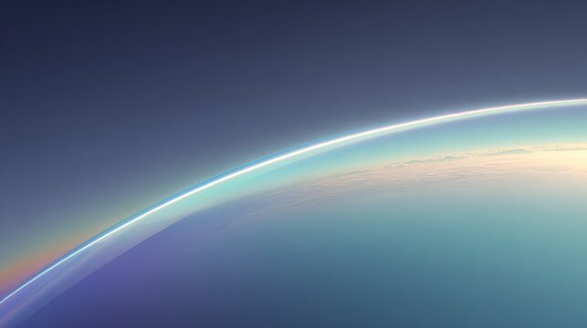 Horizon glows brightly with ethereal light above planet's atmospheric layer.