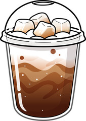 Iced Chocolate Mocha Coffee with Layered Cream and Ice Cubes in Takeaway Cup © Aonia