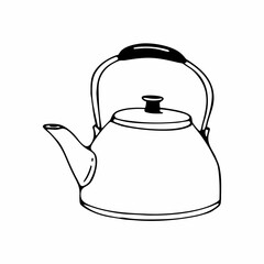 Kettle line vector illustration, isolated on white background