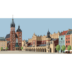 Obraz premium Historic Buildings with Ornate Architecture and Towers.