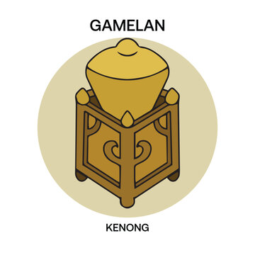 Gamelan Kenong Traditional Indonesian Percussion Instrument Illustration