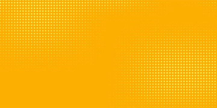 Yellow orange dots with halftone pattern background. Retro comic pop arts design background.