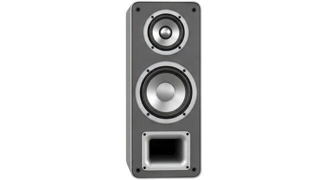 Modern Grey Tower Speaker with Silver Accents
