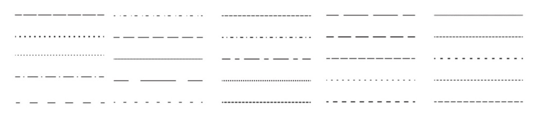 Fototapeta premium black straight dashed line set dotted dividers and