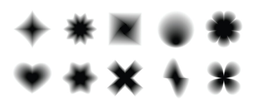 black smooth blurred gradient form set grunge blurry aura