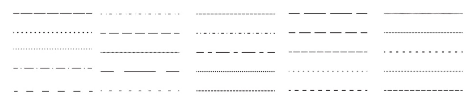 black straight dashed line set dotted dividers and