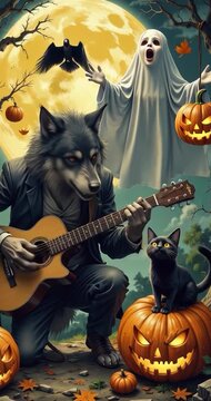 calabaza, halloween, vector, felinos, gorros, dibujos animados, calavera, bruja, ilustraci&oacute;n, horror, cara, oto&ntilde;al, vacaciones, corruptamente, asustadizo, alarmante, negro, designio, silueta, chistoso