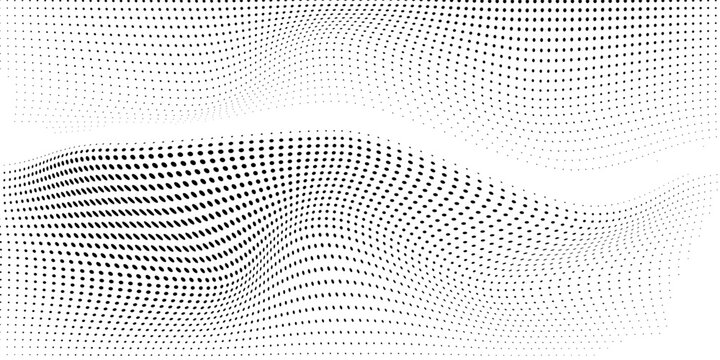 Dotted simple halftone gradient texture. Dots waves concept