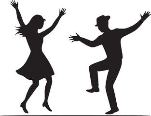 Silhouette of a couple dancing joyfully