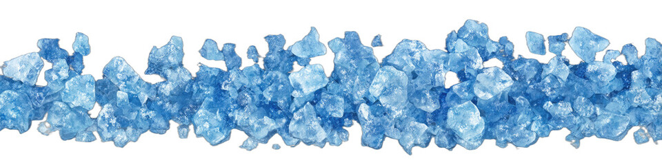 Obraz premium A horizontal line of blue, crystalline fragments against a black background
