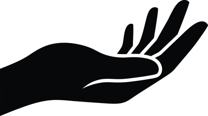 Obraz premium Silhouette of a hand with fingers slightly bent and palm facing upwards.