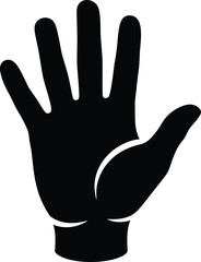 Obraz premium Black silhouette of a hand with palm facing forward and thumb raised.