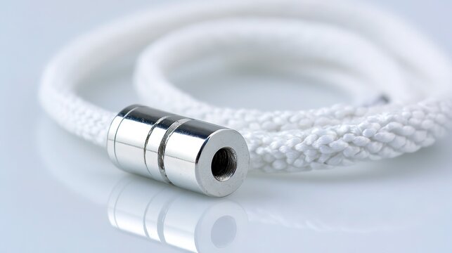 Material science surface study, ultra-detailed macro of metal aglet, light reflection and texture