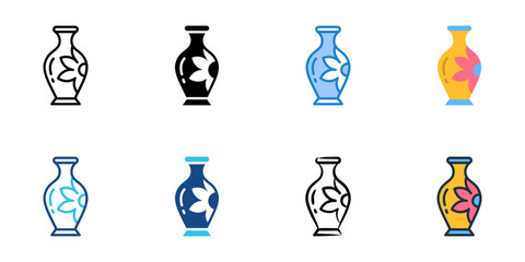 Vase icons set multiple style collection. Editable stroke 
