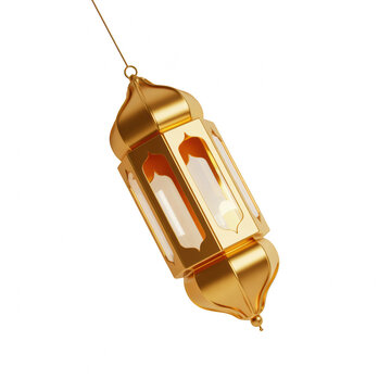 3D Hanging Ramadan Lantern Traditional Arabic Light Isolated On Transparent Background