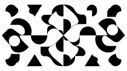 Fototapeta premium Abstract black and white geometric pattern with organic shapes.