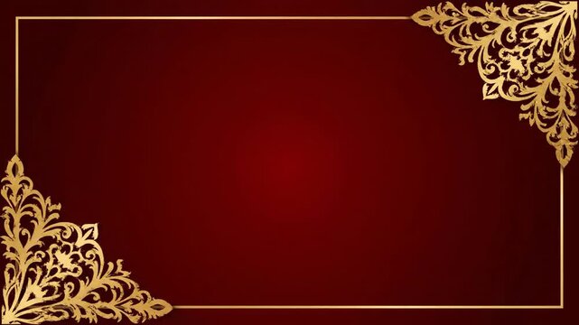 Luxury Red Background with Golden Ornate Corners.