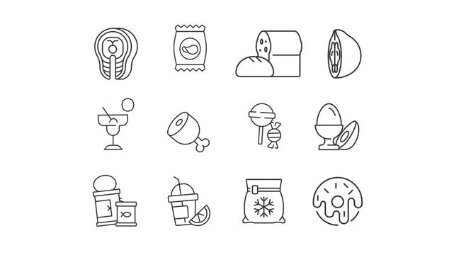 food icons set. video