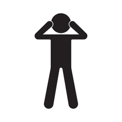 flat icon vector of person covering ears with hands