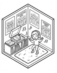 Cartoon illustration of a funny boy and girl sitting on the floor and stairs in a playful comic style