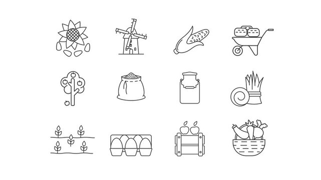 Farming and Agriculture Icons. video