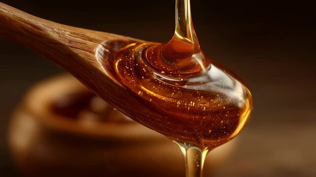 Golden Honey Dripping from Wooden Dipper / 木製ディッパーから滴る黄金の蜂蜜2