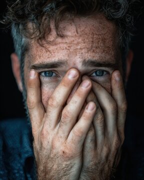 man polite expression hiding frustration