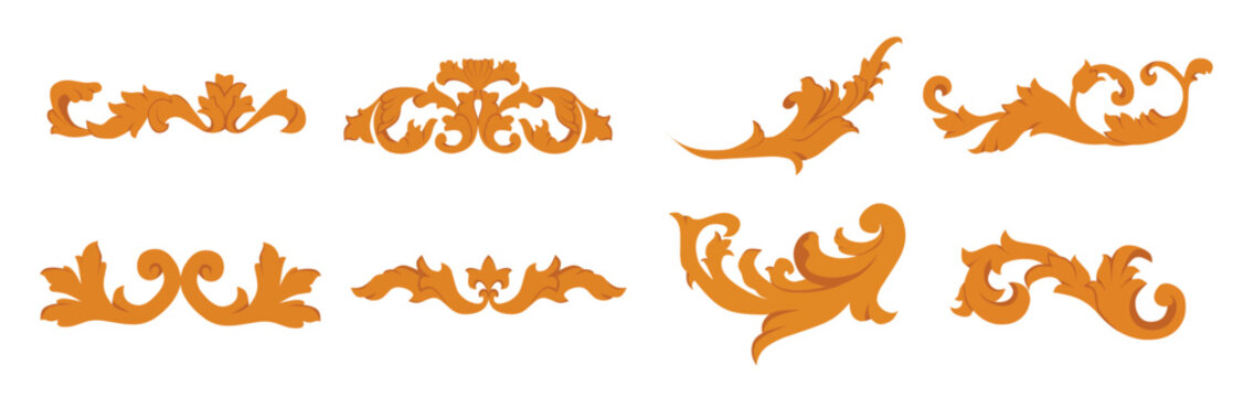 an elegant collection of baroque swirl scroll ornaments for