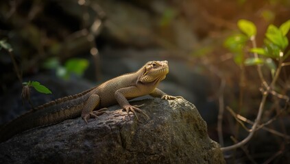 Naklejka premium Lizard from Thailand on the stone