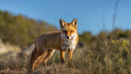 Obraz premium Lone fox in Patagonia during summer