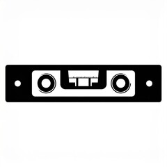Fototapeta premium Black and white horizontal spirit level tool on a plain white background used for measuring flatness and alignment in construction and DIY projects