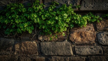 Lovely plants naturally climbing the wall