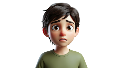 Animated boy with worried expression