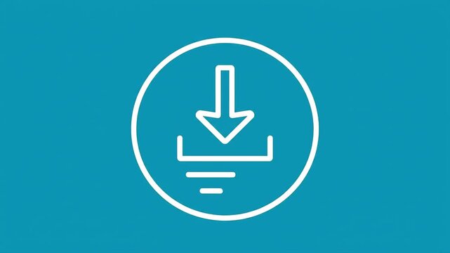 downloading digital data Line animation, Minimalist Save Data Symbol, Web and App Interface Download Button Sign 