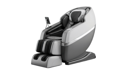 Modern Grey and White Massage Chair with Integrated Control Panel