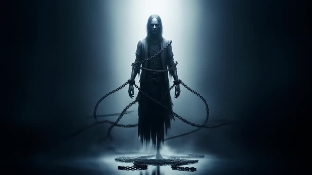 Eerie Figure in Dark Light - A Haunting Visual Experience.