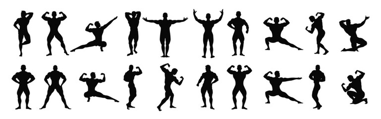 Obraz premium bodybuilder silhouette vector illustration set .