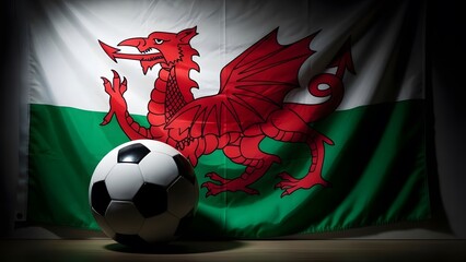 St david's day welsh football celebration with red dragon flag
