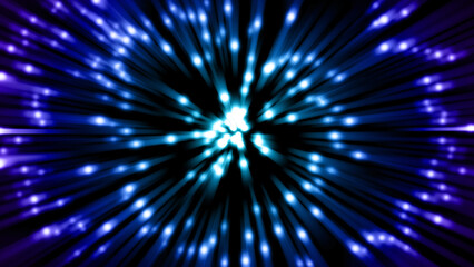 Obraz premium Abstract blue glowing radial lines background with light particles